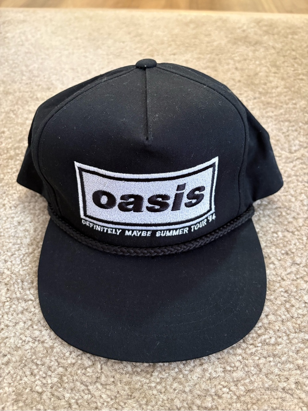 The Classic Black Oasis Embroidered Snapback Cap